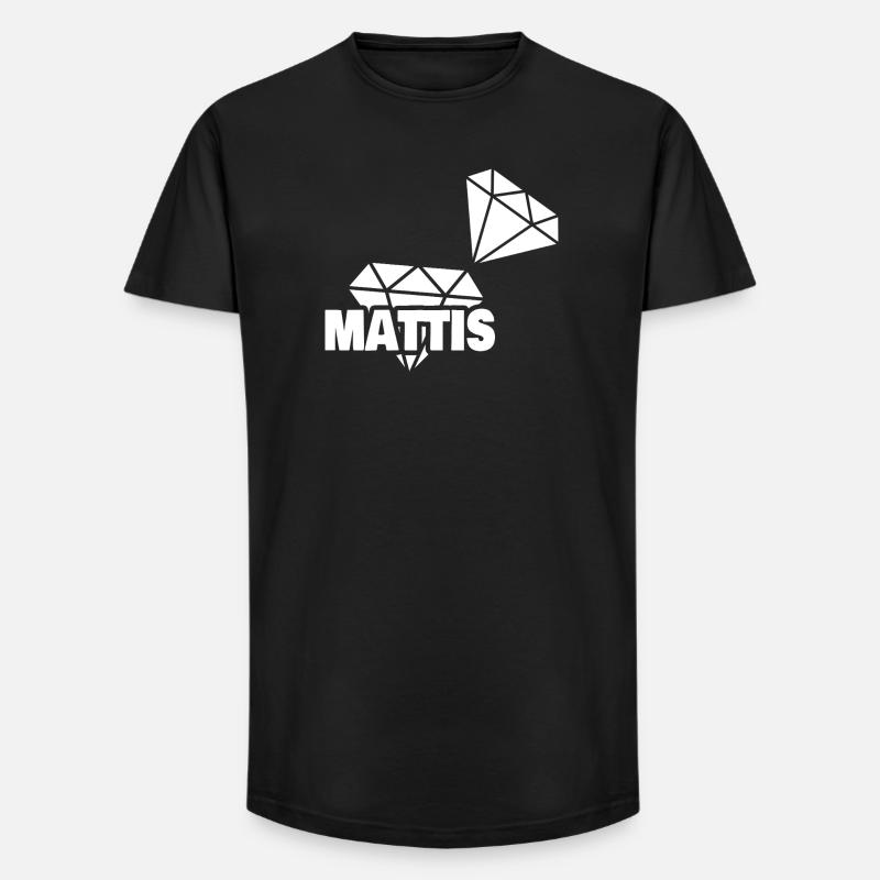 Mattis - Long Fit Männer T-Shirt - Schwarz