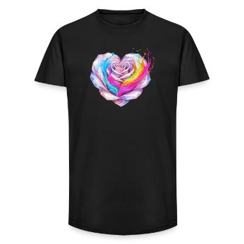 Crystal Heart Rainbow Fusion - Long Fit Men's T-Shirt - black - Front - AI Model Male 185 light (185cm)