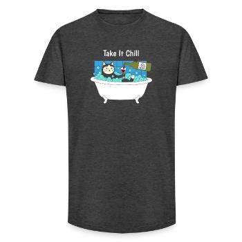 Take It Chill Katzbad - Long Fit Men's T-Shirt - charcoal grey - Front - AI Model Male 185 light (185cm)