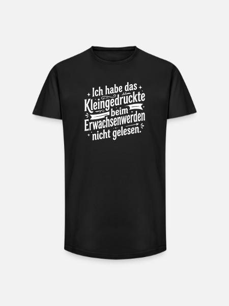 Kleingedruckte beim Erwachsenwerden - Long Fit Männer T-Shirt - Schwarz