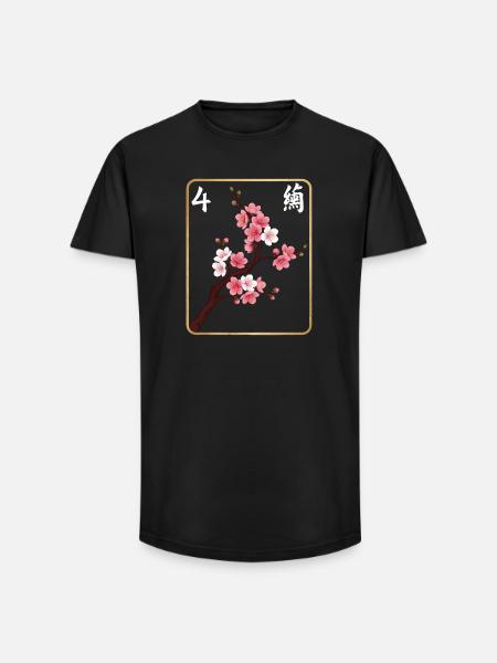 Mahjong-Blumenfliese 4 - Long Fit Männer T-Shirt - Schwarz