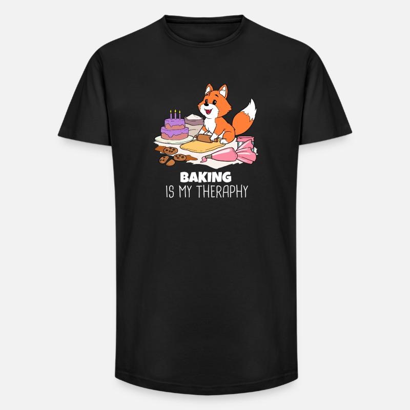 Fuchs Backtherapie: Kuchen & Kekse - Long Fit Männer T-Shirt - Schwarz