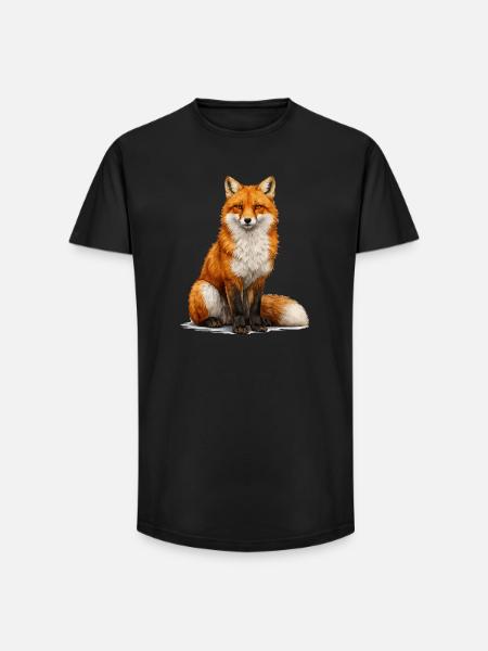Fox - Long Fit Men's T-Shirt - black