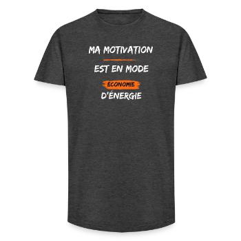 Motivation en mode économie d'énergie - T-shirt coupe longue homme - charbon - Devant - AI Model Male 185 light (185cm)