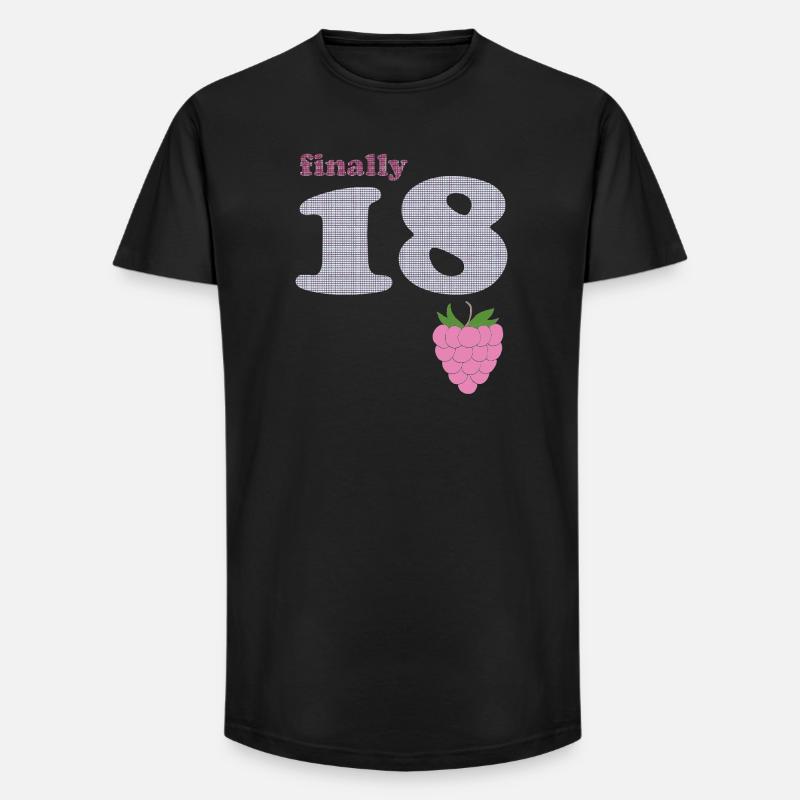 Endlich 18 – Beeren Plaid Design - Long Fit Männer T-Shirt - Schwarz