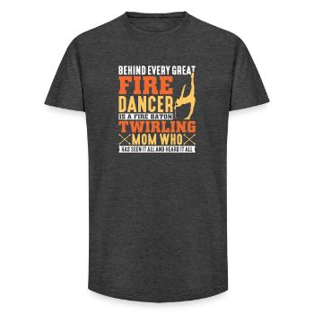 Danseuse de l’école de danse Vortex Dance - T-shirt coupe longue homme - charbon - Devant - AI Model Male 185 light (185cm)