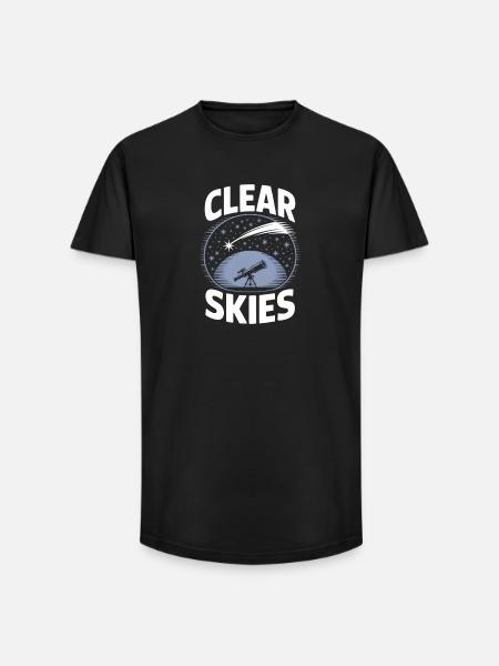 Clear Skies Telescope Stargazer - Long Fit Men's T-Shirt - black