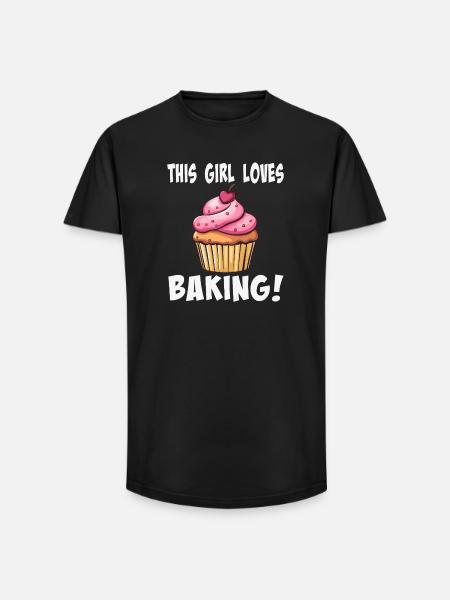 This girl loves baking cupcake - Long Fit Men's T-Shirt - black
