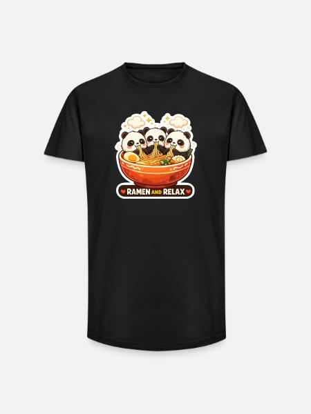 Panda Ramen & Relax Trio - Long Fit Men's T-Shirt - black