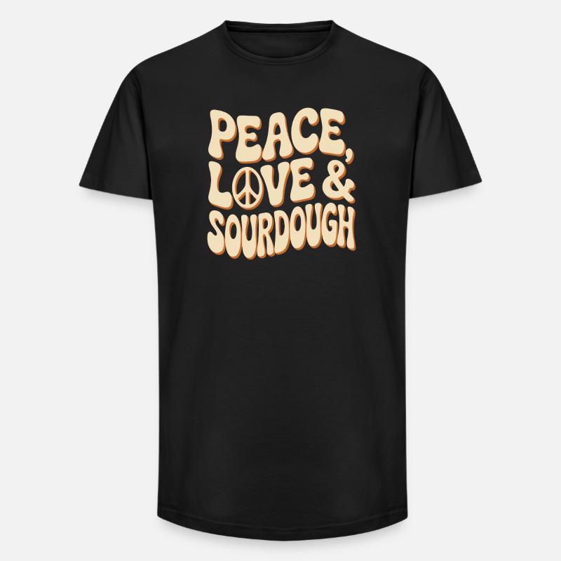Friedensliebe Sauerteig-Tee - Long Fit Männer T-Shirt - Schwarz