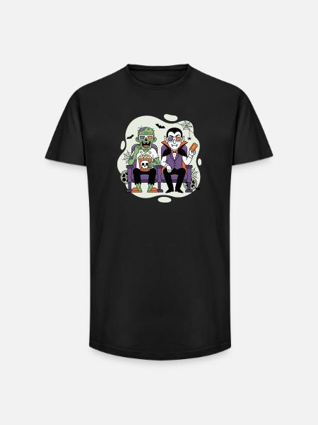 Vampir und Zombie Kinoabend - Long Fit Männer T-Shirt - Schwarz