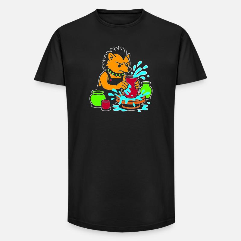 Pottery Pup Splash - Long Fit Männer T-Shirt - Schwarz
