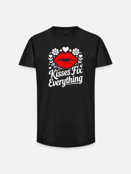 Kisses heal everything - Long Fit Men's T-Shirt - black