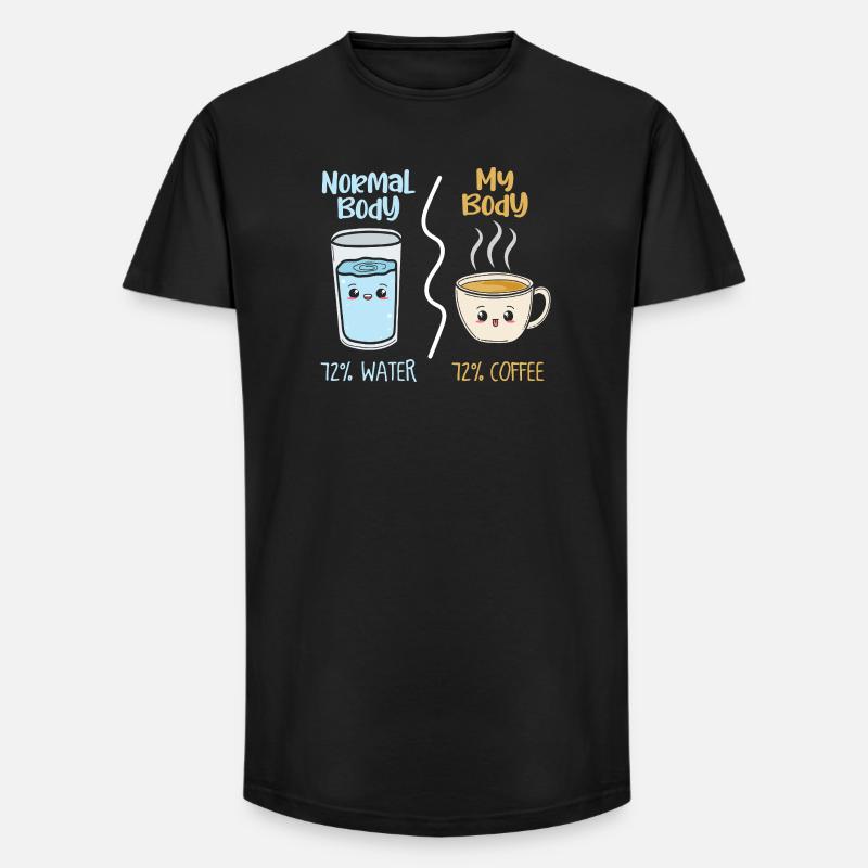 Kaffee vs Wasser 72% - Long Fit Männer T-Shirt - Schwarz