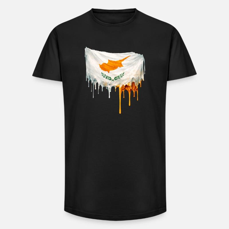 Drapeau chypriote couleur - T-shirt coupe longue homme - noir
