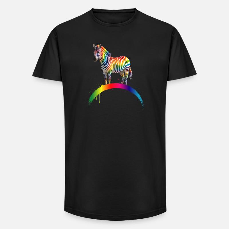 Regenbogen Zebra Farbverlauf Kunst Design - Long Fit Männer T-Shirt - Schwarz