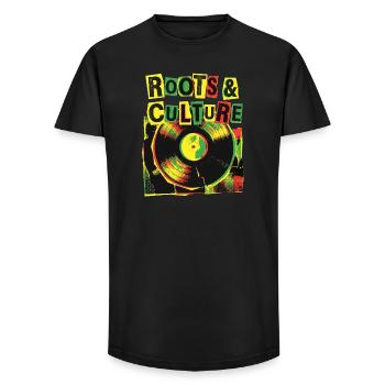 Racines et culture Reggae - T-shirt coupe longue homme - noir - Devant - AI Model Male 185 light (185cm)