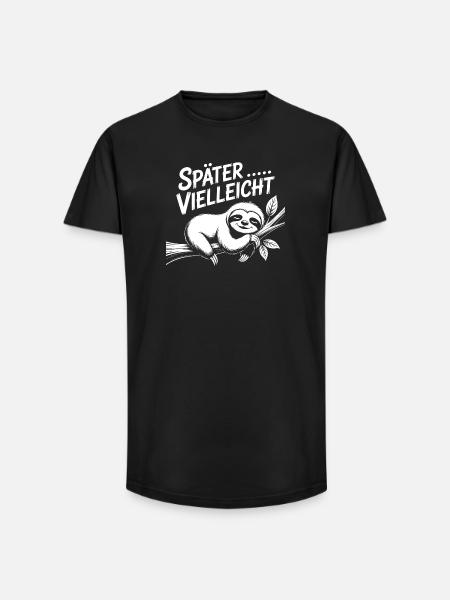 Lustiges Faultier - später vielleicht - Long Fit Männer T-Shirt - Schwarz