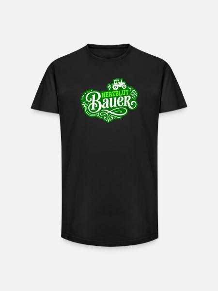 Herzblut Bauer Traktor - Long Fit Männer T-Shirt - Schwarz