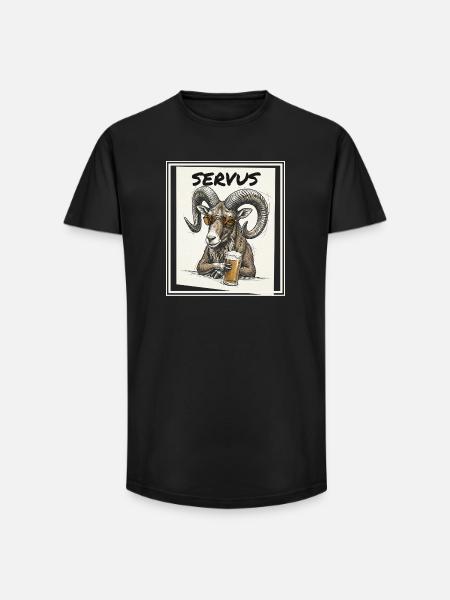 Bier Mufflon - Long Fit Männer T-Shirt - Schwarz