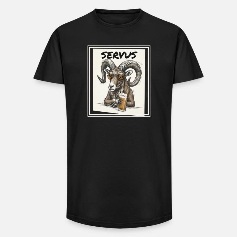 Bier Mufflon - Long Fit Männer T-Shirt - Schwarz