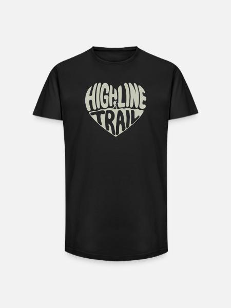 Highline Trail Herz - Long Fit Männer T-Shirt - Schwarz