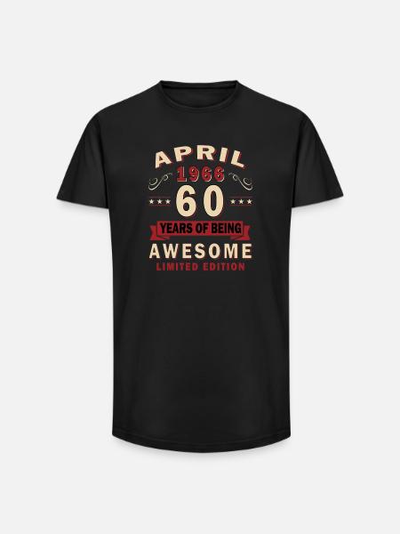 April 1966 60th anniversary gift - Long Fit Men's T-Shirt - black