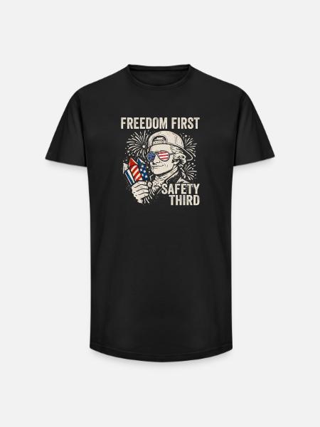 Freedom First, Security Third, Ham - Long Fit Men's T-Shirt - black