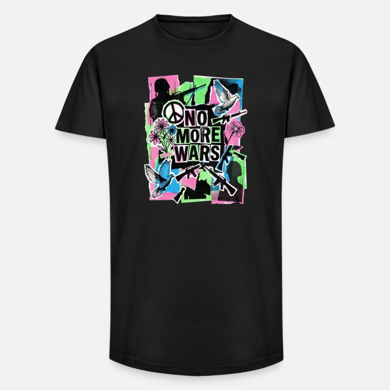 Peace: Never again war - Long Fit Men's T-Shirt - black