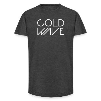 Cold Wave Minimalist Typography - Long Fit Men's T-Shirt - charcoal grey - Front - AI Model Male 185 light (185cm)