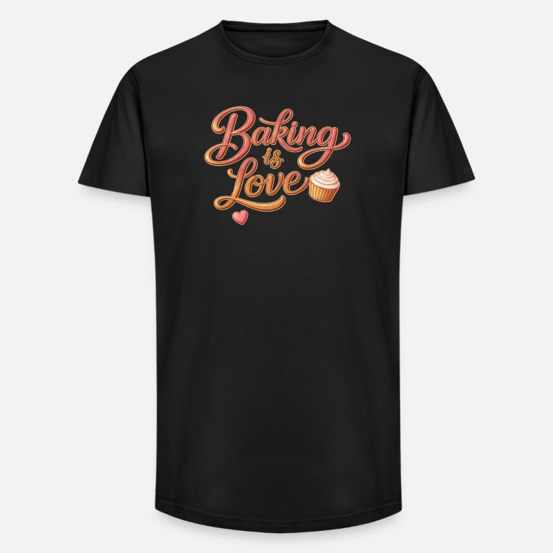 Baking is Love Backen Spruch Design - Long Fit Männer T-Shirt - Schwarz