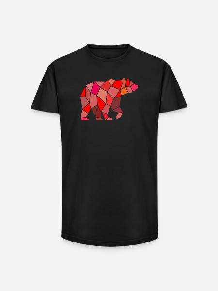 Geometric Bear in Mosaic - Long Fit Men's T-Shirt - black