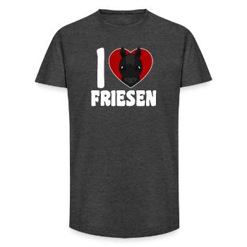 Ich liebe Friesen - Pferdeherz - Long Fit Männer T-Shirt - Anthrazit - Vorne - AI Model Male 185 light (185cm)