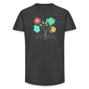 Flore du Jardin de Fleurs Joyeuses - T-shirt coupe longue homme - charbon - Devant - AI Model Male 185 light (185cm)