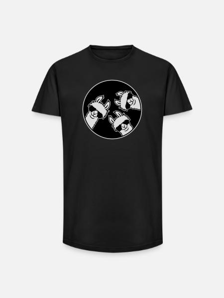 Tre Lama Fighe, Distintivo a Cerchio di Occhiali da Sole Divertente - T-shirt uomo a vestibilità lunga - nero