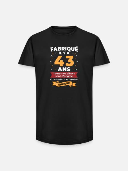 43 Ans Pièces d’origine - T-shirt coupe longue homme - noir
