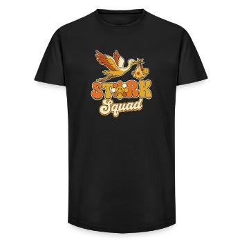 Storch Squad Retro Stil - Long Fit Männer T-Shirt - Schwarz - Vorne - AI Model Male 185 light (185cm)