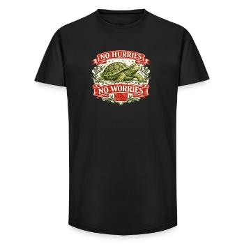 No Hurries No Worries Turtle - Long Fit Men's T-Shirt - black - Front - AI Model Male 185 light (185cm)