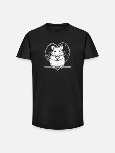 Hamster mit Herz - Long Fit Männer T-Shirt - Schwarz