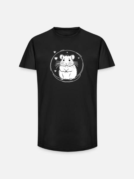 Herz-Hamster im Kreis - Long Fit Männer T-Shirt - Schwarz