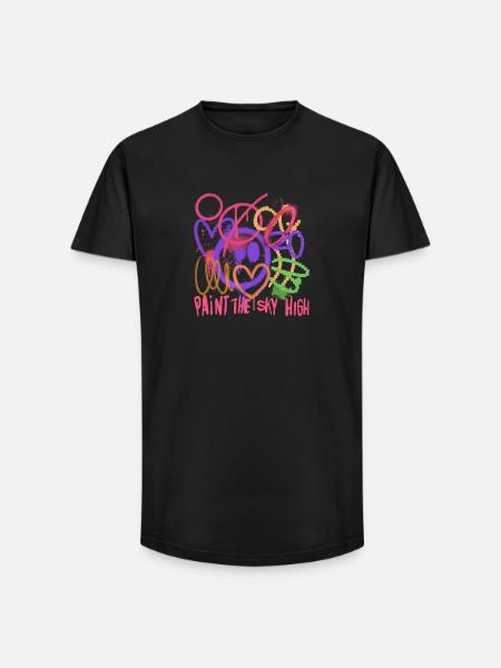 Graffiti Sky - Long Fit Men's T-Shirt - black