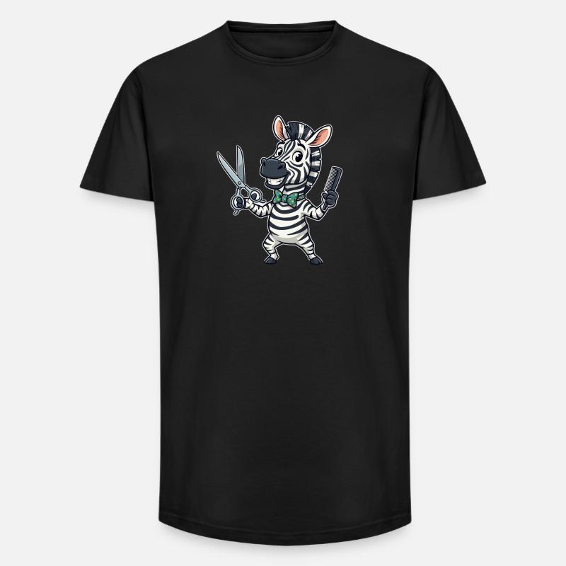 Zebra Friseur Cartoon - Long Fit Männer T-Shirt - Schwarz