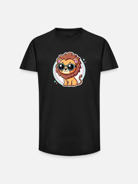 Löwenjunge-Pastellbrille - Long Fit Männer T-Shirt - Schwarz