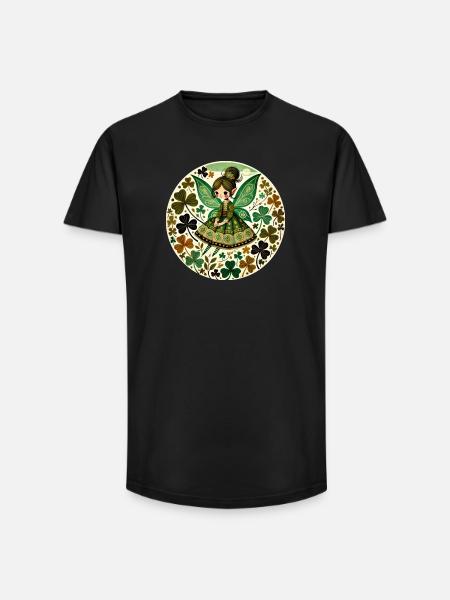 Emerald Fairy Clover Garden - Long Fit Men's T-Shirt - black
