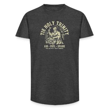 Holy Trinity Mechanik-Druck - Long Fit Männer T-Shirt - Anthrazit - Vorne - AI Model Male 185 light (185cm)