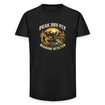 Maximales Fliegenfischen-Verhalten | Bergbach - Long Fit Männer T-Shirt - Schwarz - Vorne - AI Model Male 185 light (185cm)