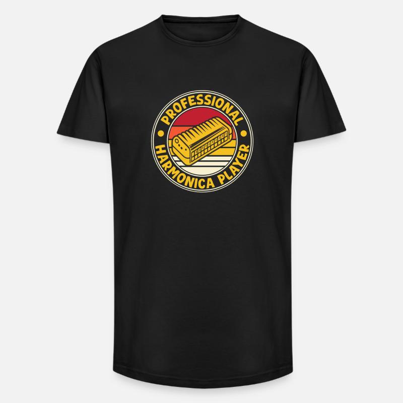 Funny Harmonica Player Professional Harmonica - Long Fit Men's T-Shirt - black