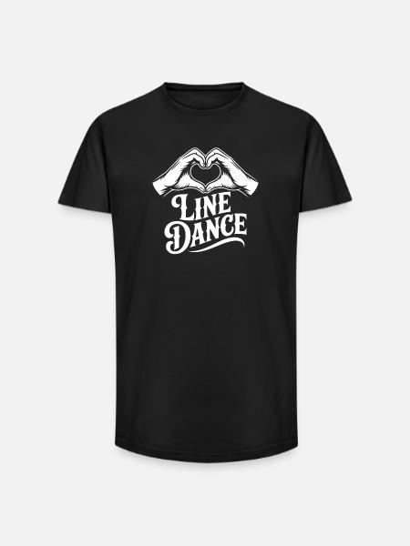 Line Dance Heart Logo - Long Fit Men's T-Shirt - black