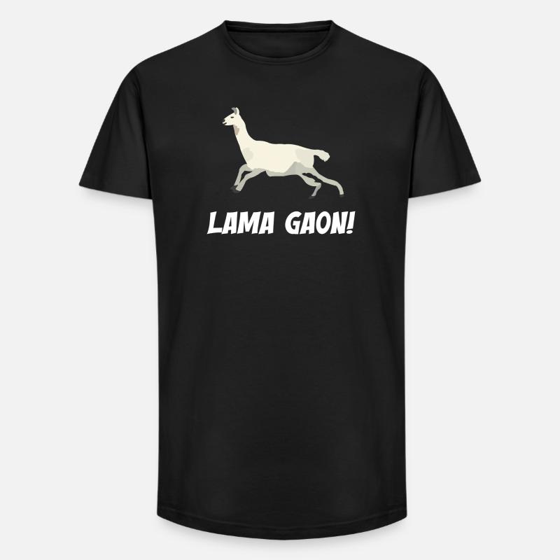 Lama Gaon - Long Fit Männer T-Shirt - Schwarz