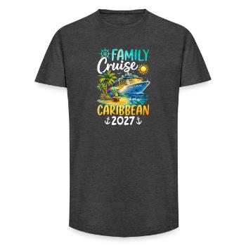 Family Cruise Caribbean 2027 - Long Fit Men's T-Shirt - charcoal grey - Front - AI Model Male 185 light (185cm)